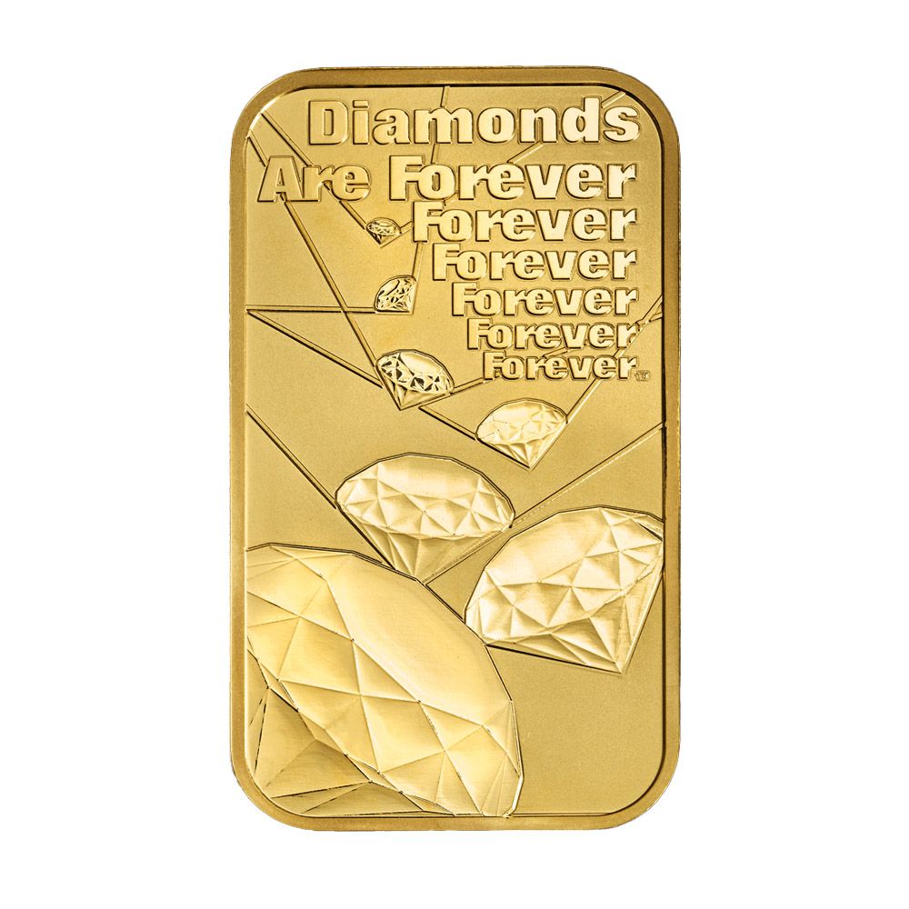 2022 UK 1 oz Pure Gold James Bond Diamonds Are Forever Minted Bar - Royal Mint