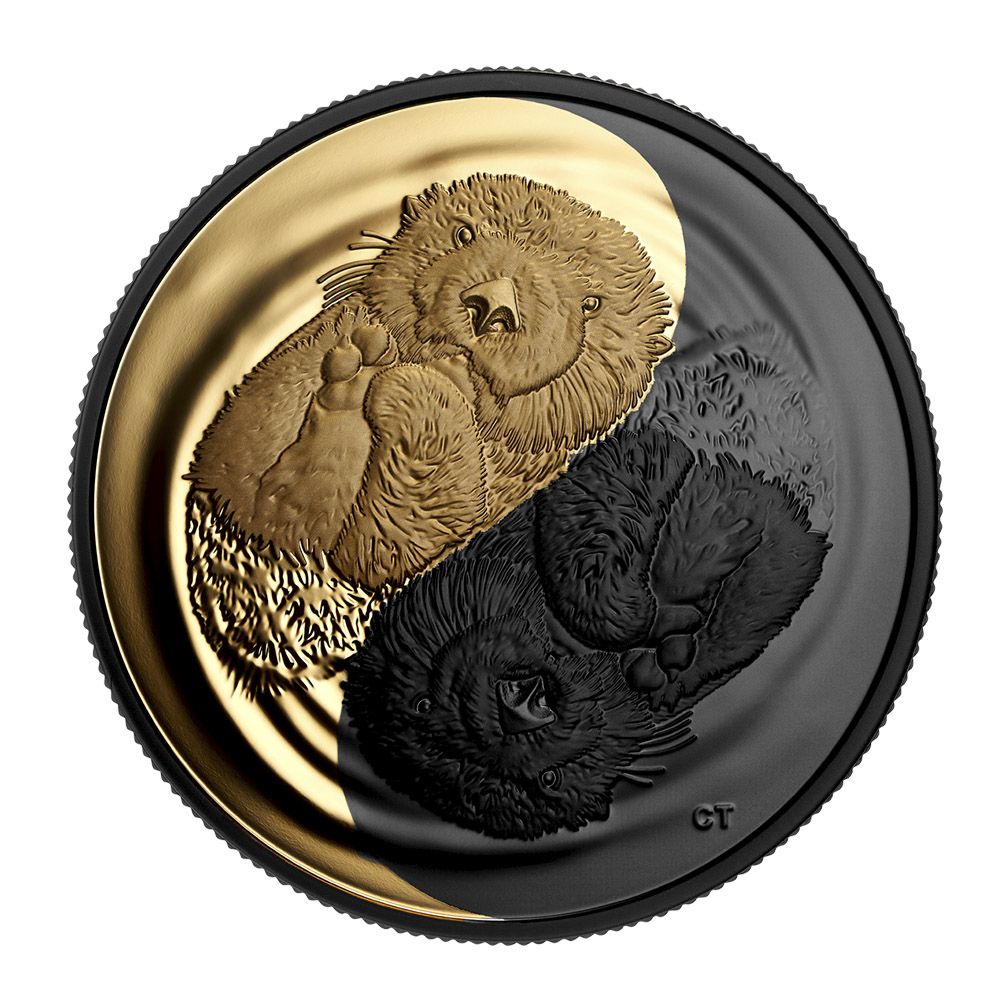 2022 $20 Canada 1oz Silver Black & Gold The Sea Otter Matte Proof Finish Coin

