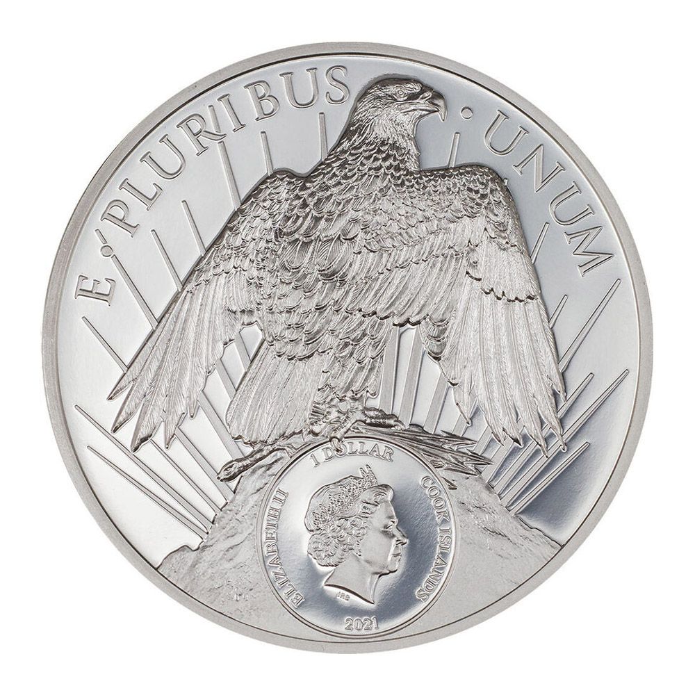 2021 1oz Cook Islands Silver Proof Coin: Morgan and Peace 2
