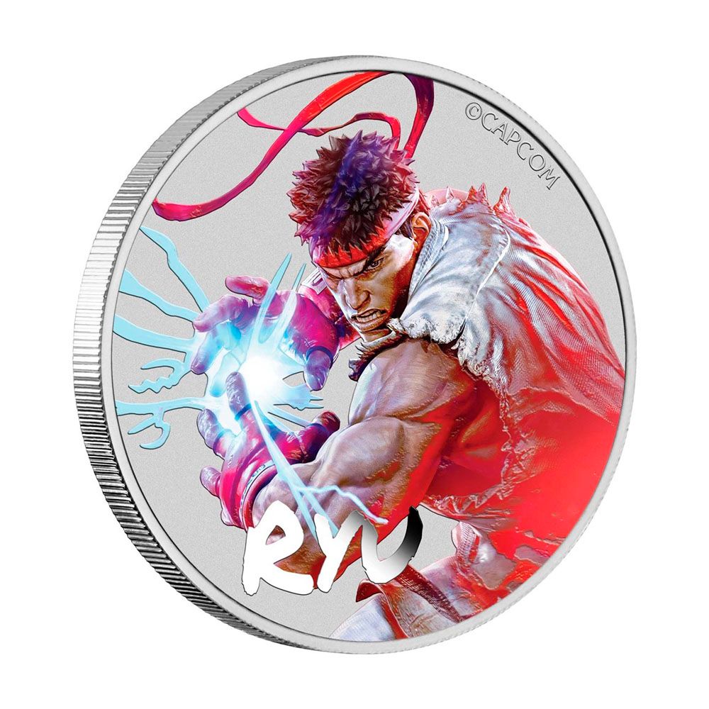 2022年　ストリートファイター銀貨　リュウ　1OZ カラー銀貨＋1OZ 銀貨 2022 Tuvalu 1 oz Silver Colorized Street Fighter : RYU - Silly