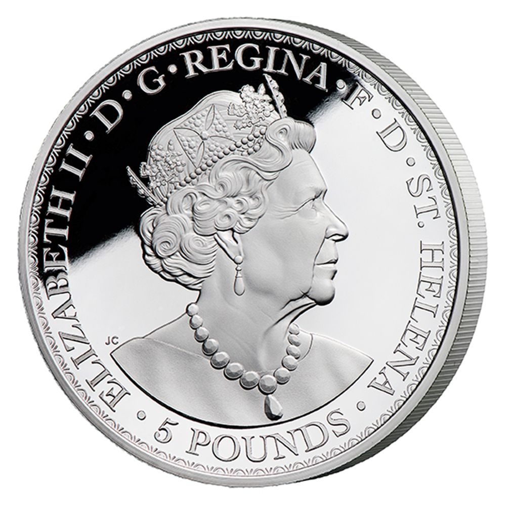 2021 St Helena 5oz Una & the Lion Silver Proof Coin