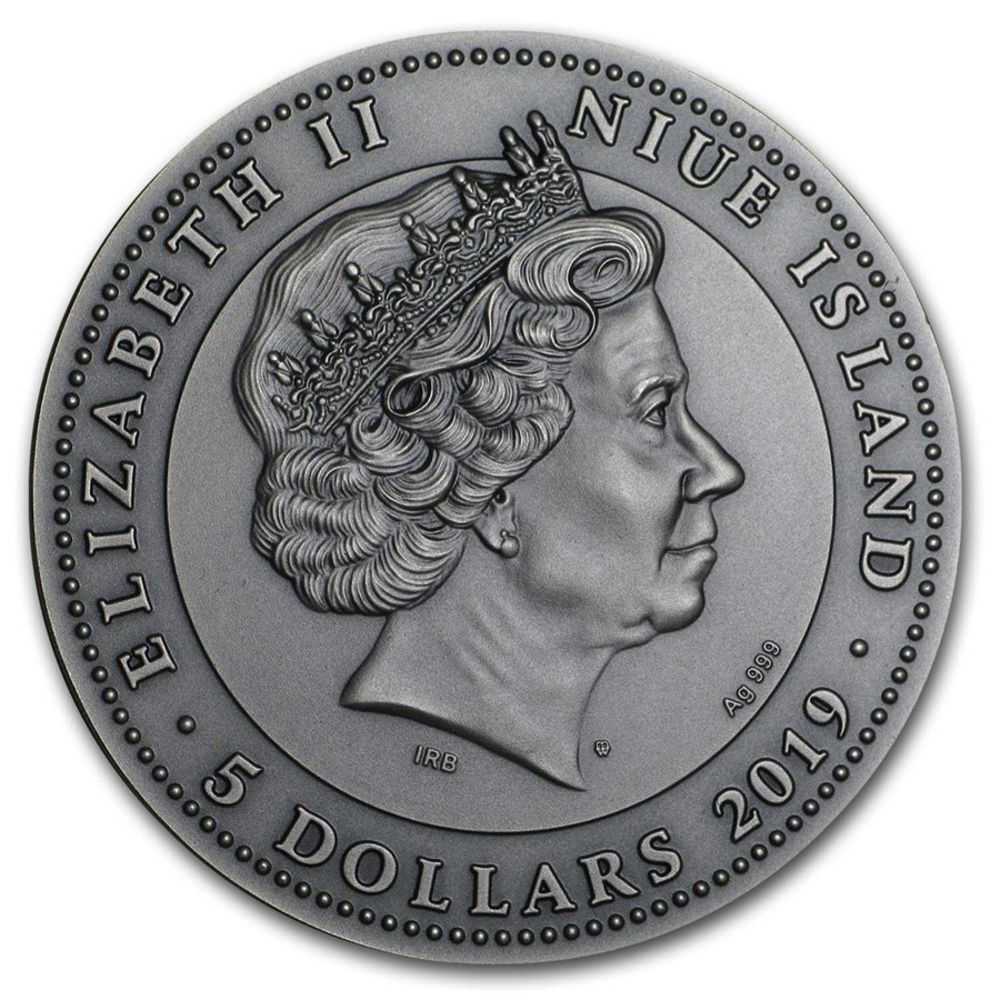 2019 Niue Chariot Rydwan Warfare 2oz Silver Antique Finish Coin