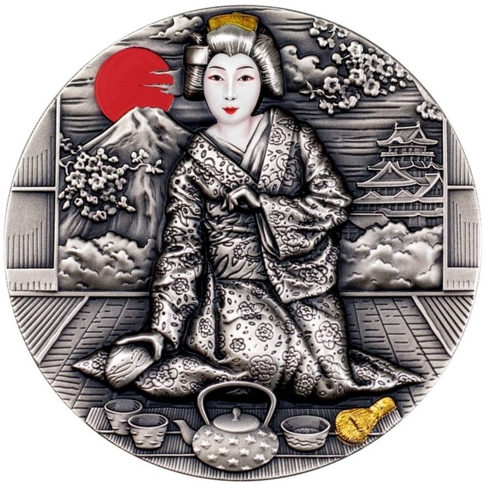 2019 2oz Niue Geisha 999 Silver Antique Coin