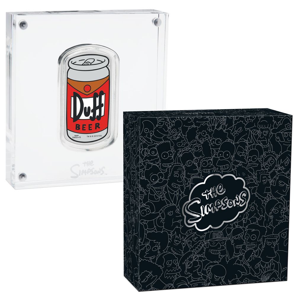 2019 1oz Tuvalu The Simpsons - Duff Beer 9999 Silver Proof Coin