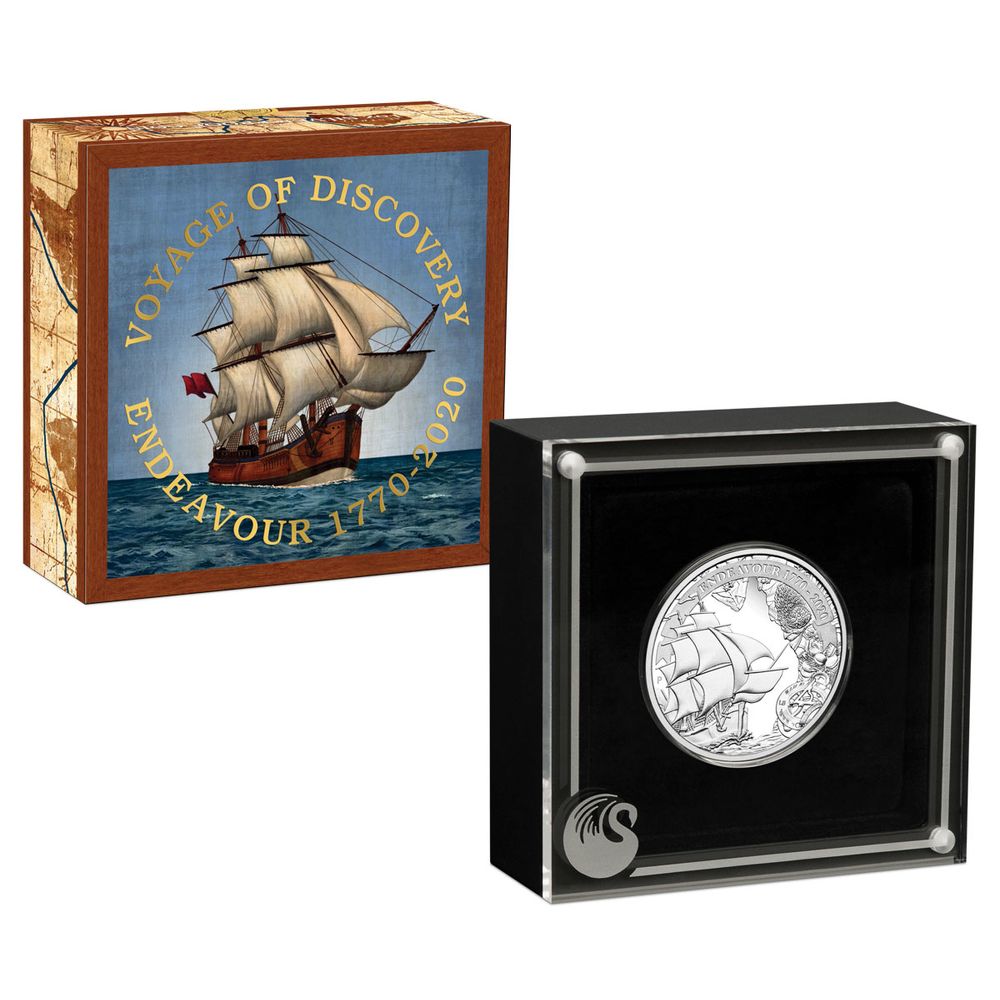 2020 1oz Australian Voyage of Discovery Endeavour 1770-2020 .9999 Silver Proof Coin