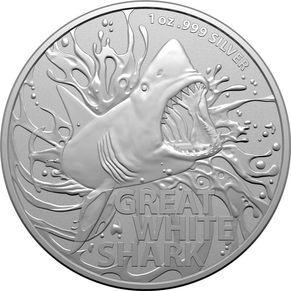 2021 1oz Australia's Most Dangerous - Great White Shark .999 Silver Coin