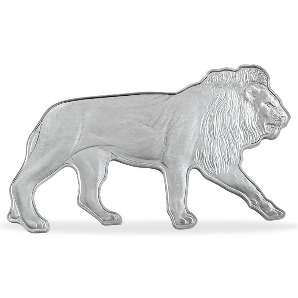 2021 $2 Solomon Island 1 oz .9999 Silver African Lion Shaped Proof Coin - PAMP