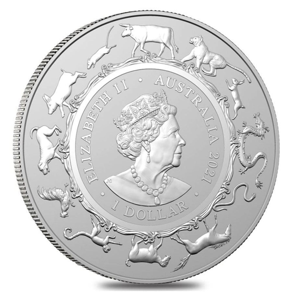 1oz Royal Australian Mint Lunar Series - Year of the Ox .999 Silver Coin Obverse