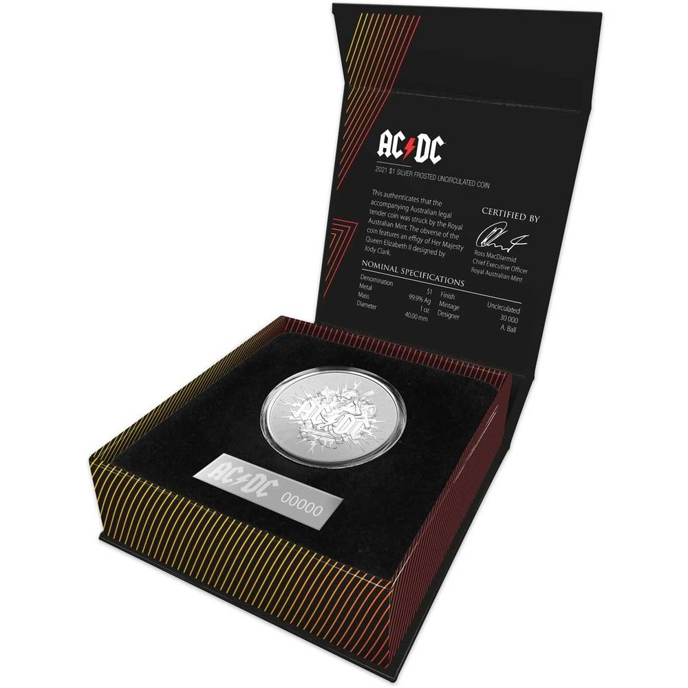 2021 1oz Australia AC/DC .999 Silver Frosted Coin