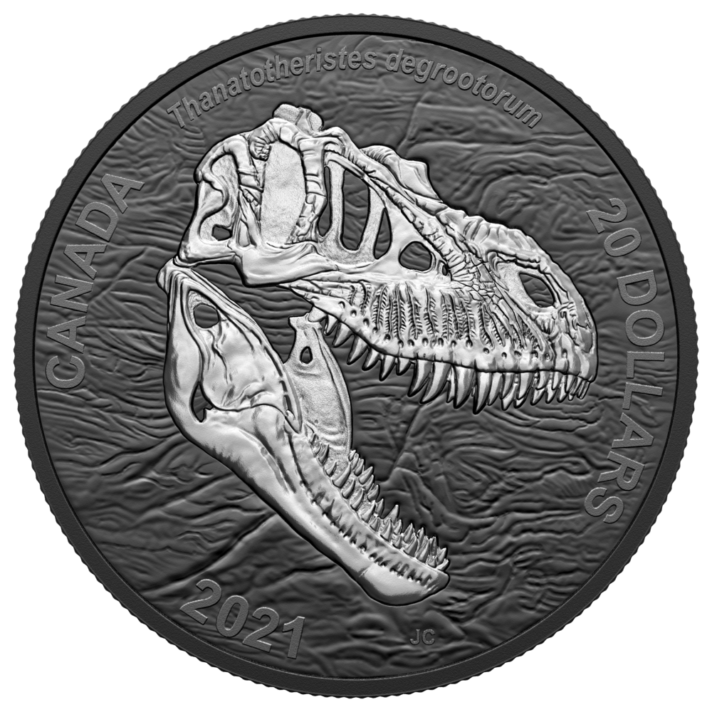 2021 $20 Discovering Dinosaurs "Reaper of Death" 1oz .9999 Silver Coin