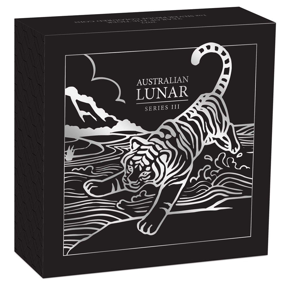 2022 Australian Lunar Series III Year of the Tiger 1oz Coloured Silver Coin