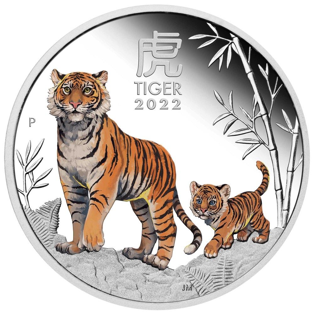 2022 Australian Lunar Series III Year of the Tiger 1oz Coloured Silver Coin