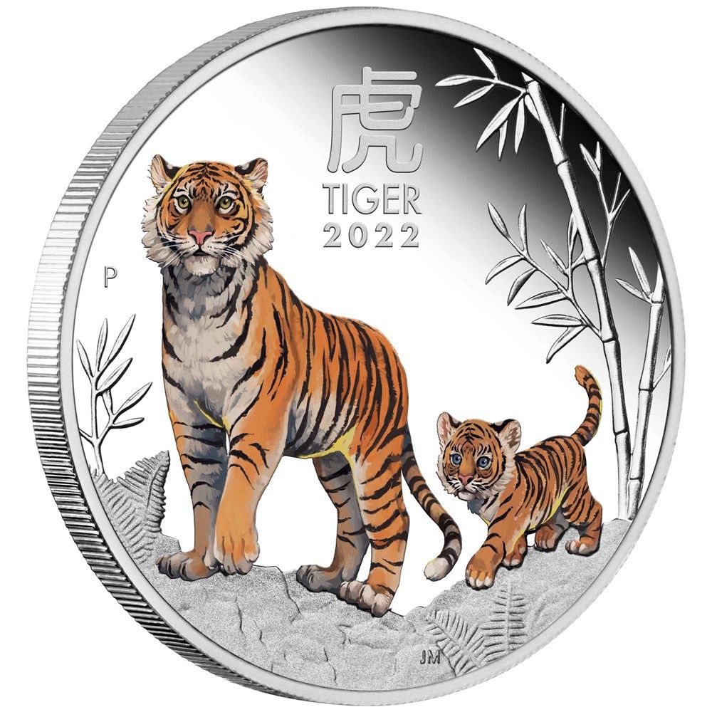 2022 Australian Lunar Series III Year of the Tiger 1oz Coloured Silver Coin