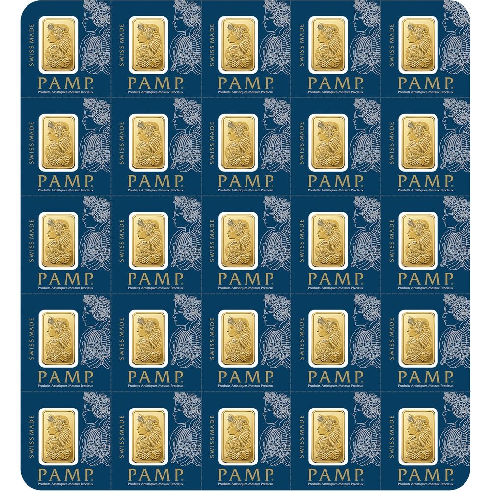 25 x 1g PAMP Suisse Gold Minted Bars