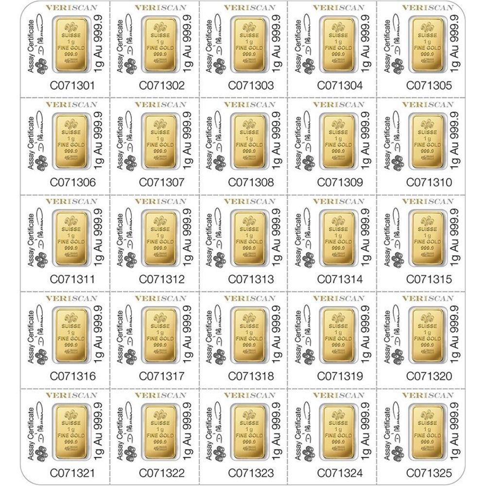25 x 1g PAMP Suisse Gold Minted Bars
