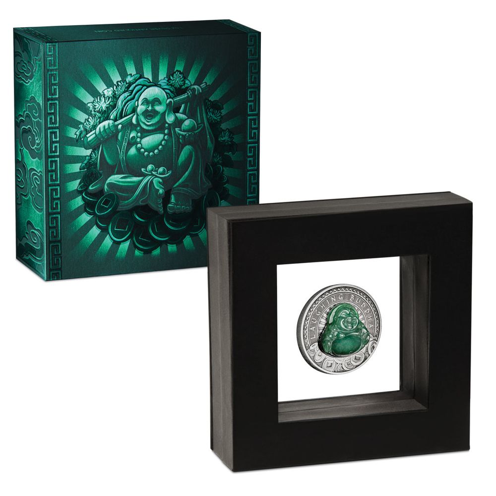 2019 1oz Tuvalu Laughing Buddha .9999 Silver Antiqued Coin