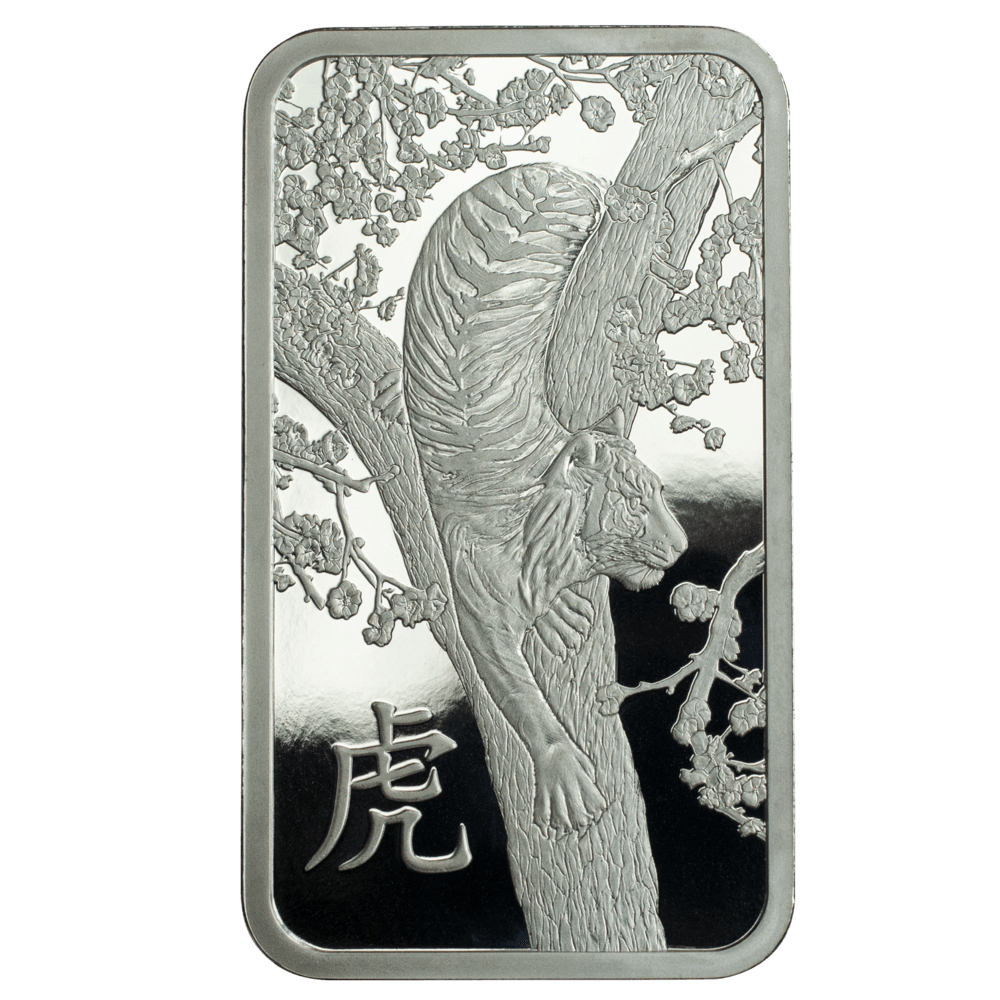 1oz PAMP Suisse Lunar Tiger Silver Minted Bar 2022