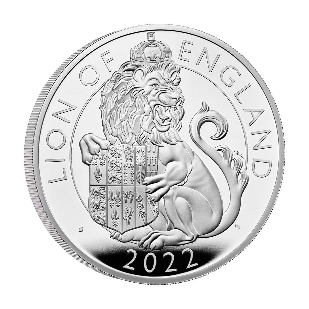 2022 UK 5 oz Silver £10 Tudor Beast The Lion of England Proof Coin - Royal Mint
