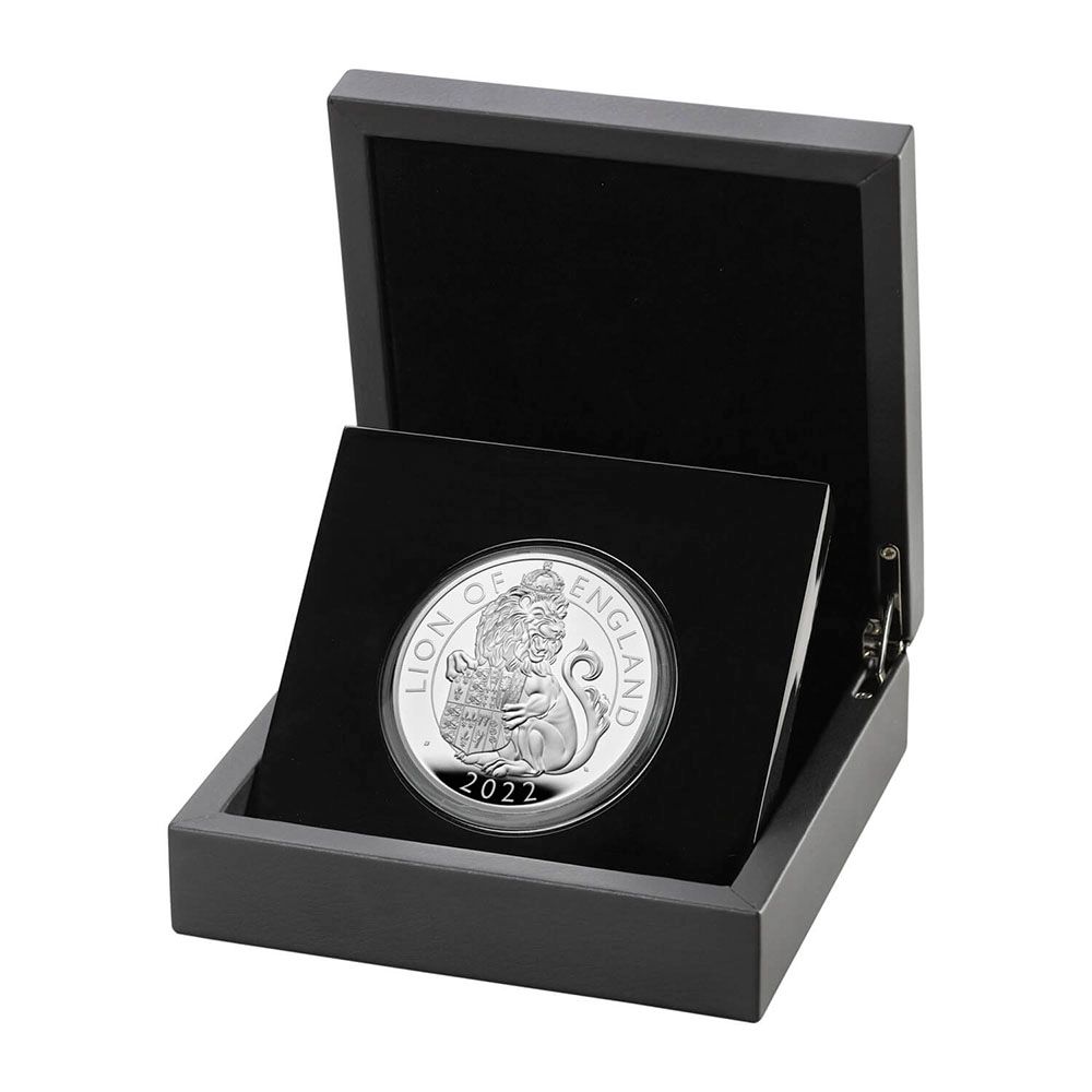 2022 UK 5 oz Silver £10 Tudor Beast The Lion of England Proof Coin - Royal Mint