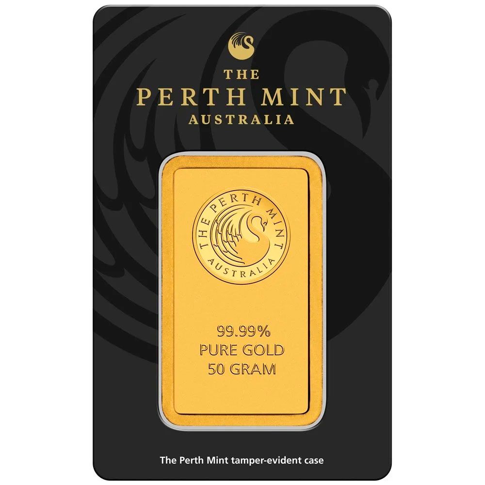 50g Perth Mint Gold Minted Bar