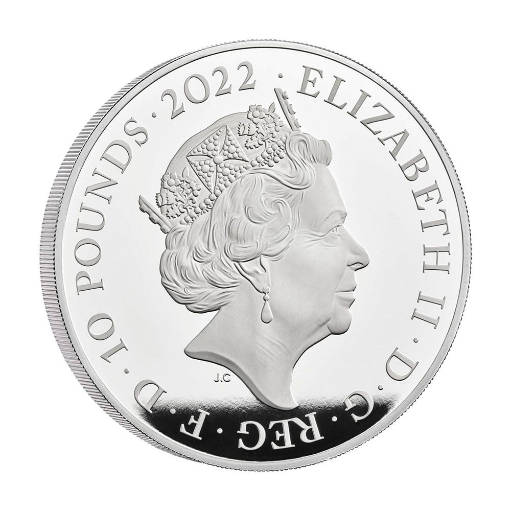 2022 UK 5 oz Silver £10 Tudor Beast The Lion of England Proof Coin - Royal Mint