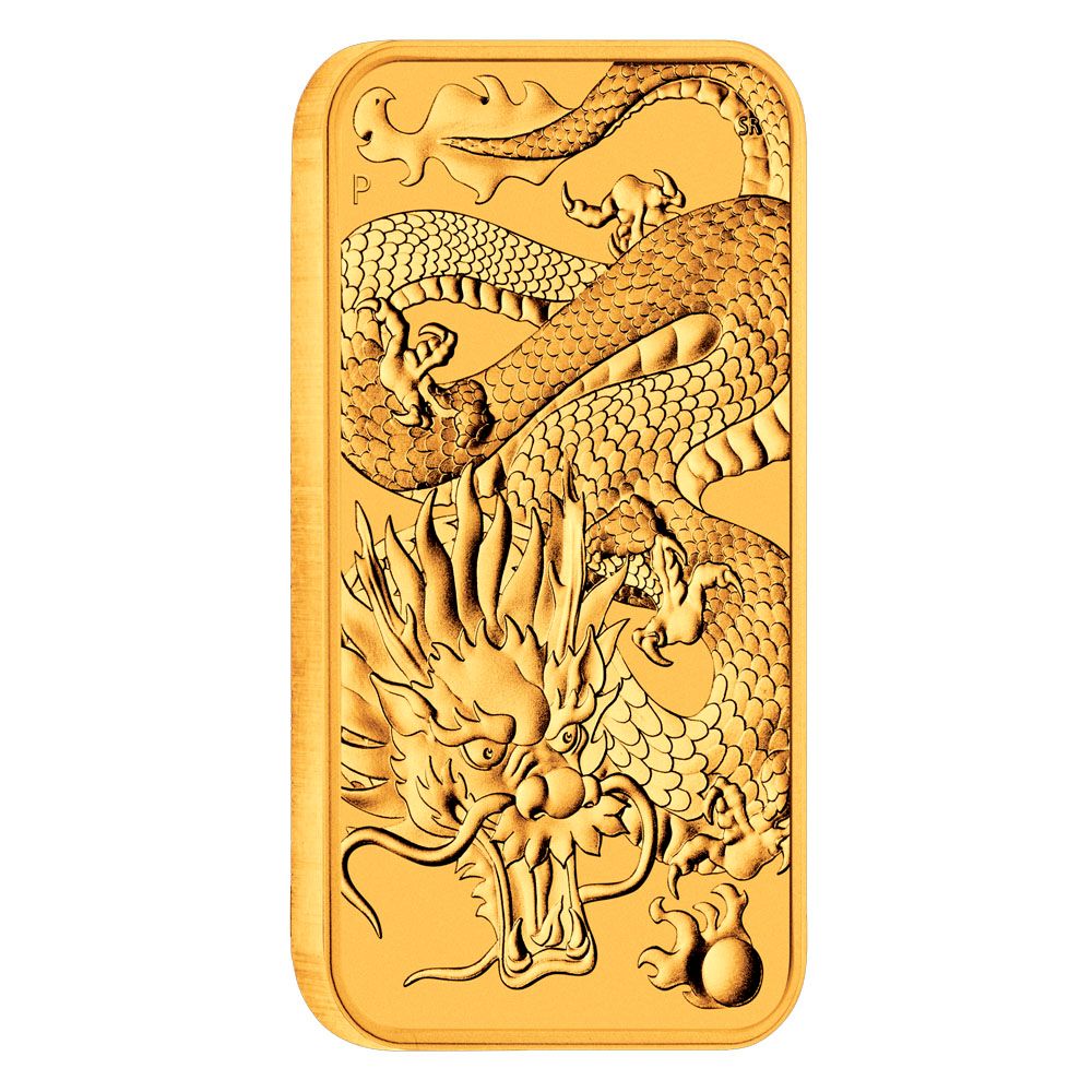 1oz Perth Mint Gold Rectangular Dragon Bullion Coin (2022) 2