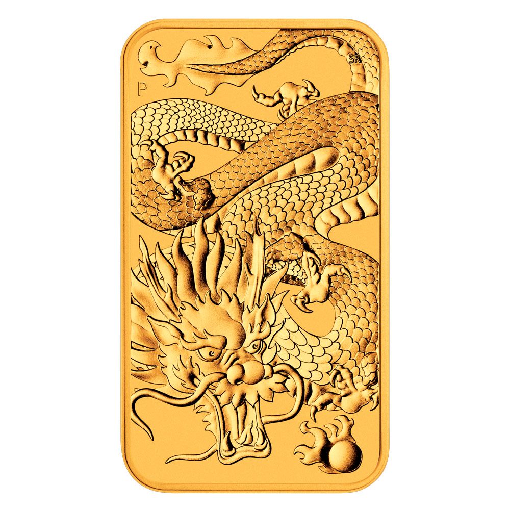 1oz Perth Mint Gold Rectangular Dragon Bullion Coin (2022) 1