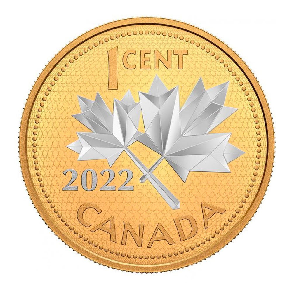 2022 Canada 5 oz Silver 1c  10th Anniversary Farewell to the Penny Gilded Coin
