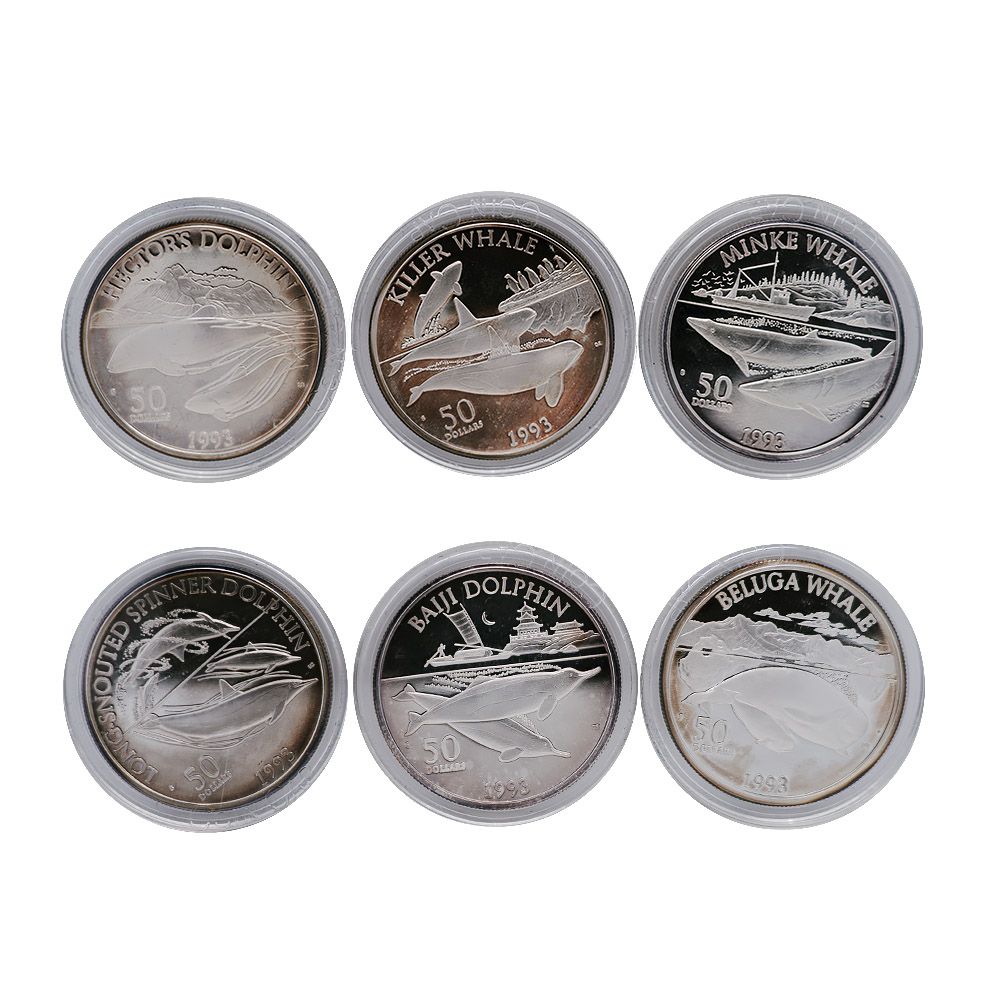 1993 Boxed Set: 12x 1oz Silver Coins - Whales & Dolphins of the Pacific 2