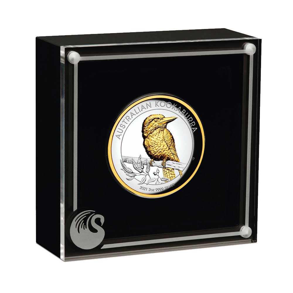 2021 Australian Kookaburra 2oz Silver Proof Gilded High Relief Coin