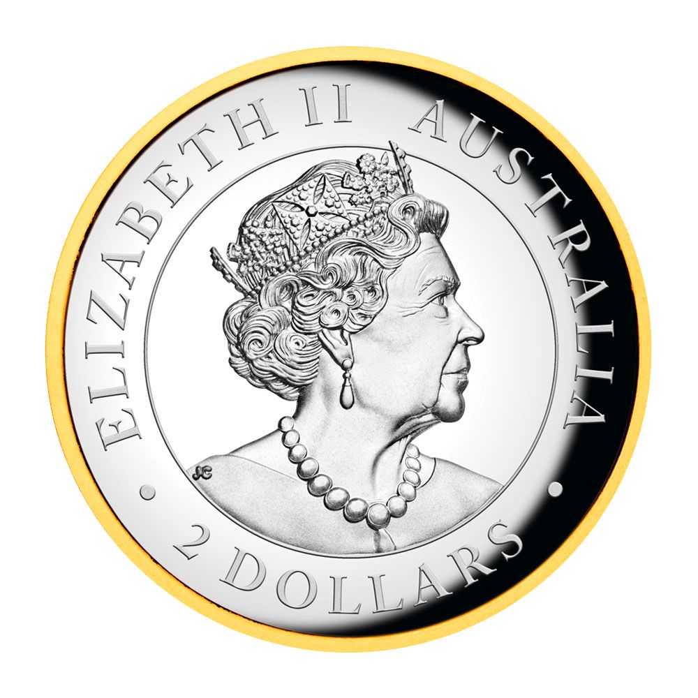 2021 Australian Kookaburra 2oz Silver Proof Gilded High Relief Coin