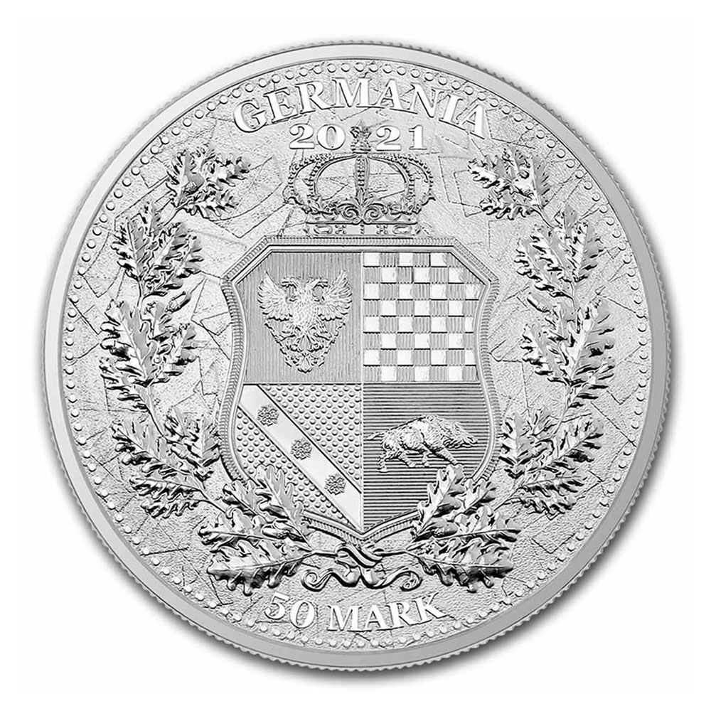 2021 50-Mark 10 oz Allegories .9999 Fine Silver Round - Germania Mint