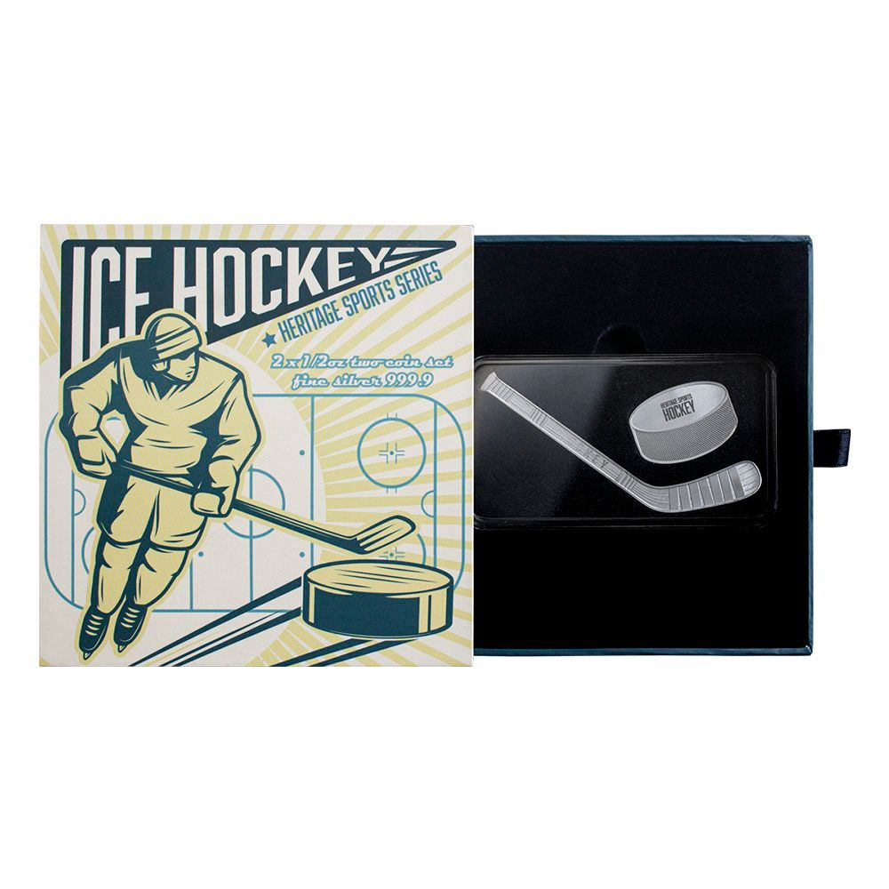 2022 Solomon Islands 1/2 oz Silver Heritage Sports Series  Ice Hockey 2 Coin Set