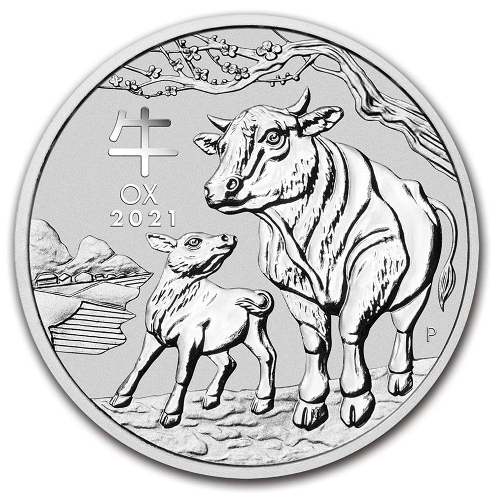 2021 Australia 1 oz Silver Lunar Year of the Ox BU Coin - Perth Mint