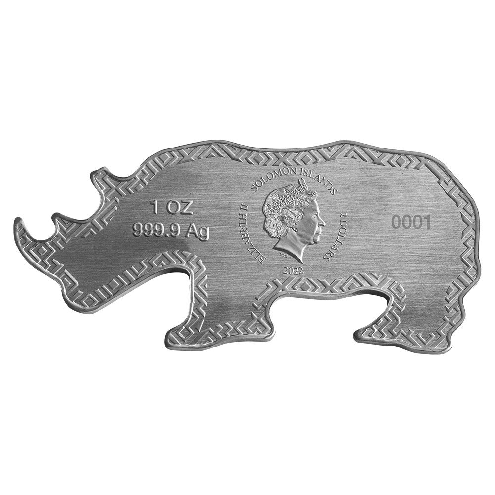 2021 1oz Solomon Islands .9999 Silver "Black Rhino"