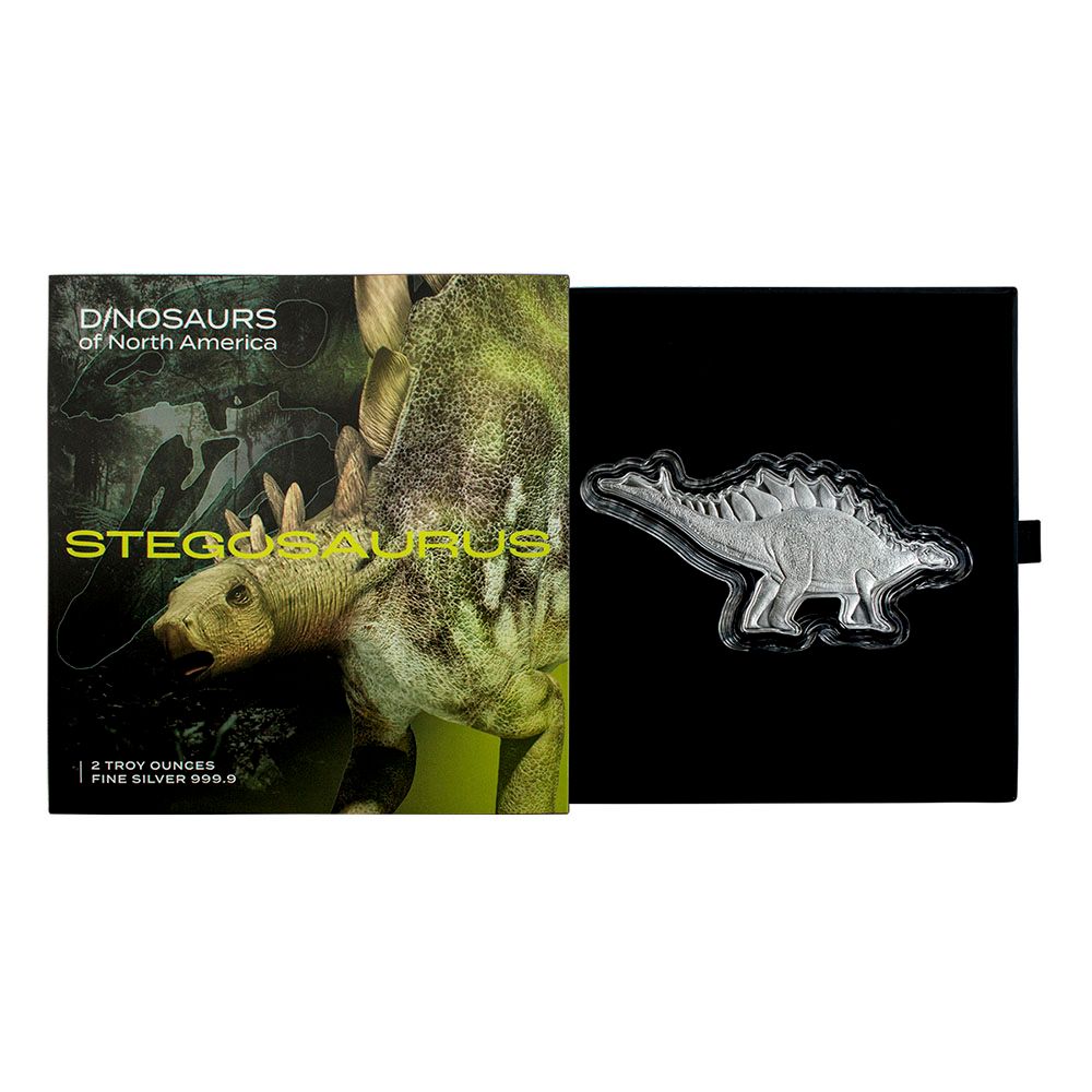 2021 2oz PAMP Silver Shaped Coin- Dinosaurs of North America: Stegosaurus 3