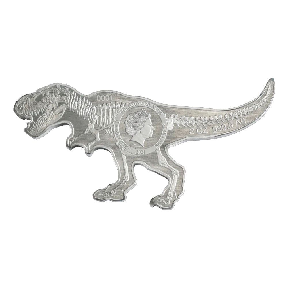 2021 2oz PAMP Silver Shaped Coin- Dinosaurs of North America: Tyrannosaurus Rex 2