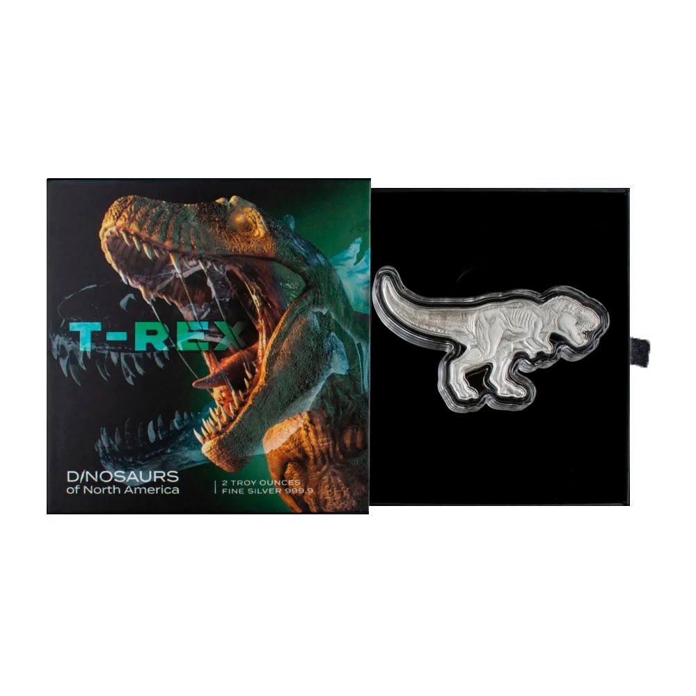 2021 2oz PAMP Silver Shaped Coin- Dinosaurs of North America: Tyrannosaurus Rex 3