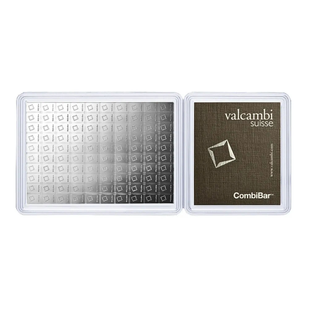 100 x 1g Silver Valcambi Minted Bar with Assay Card