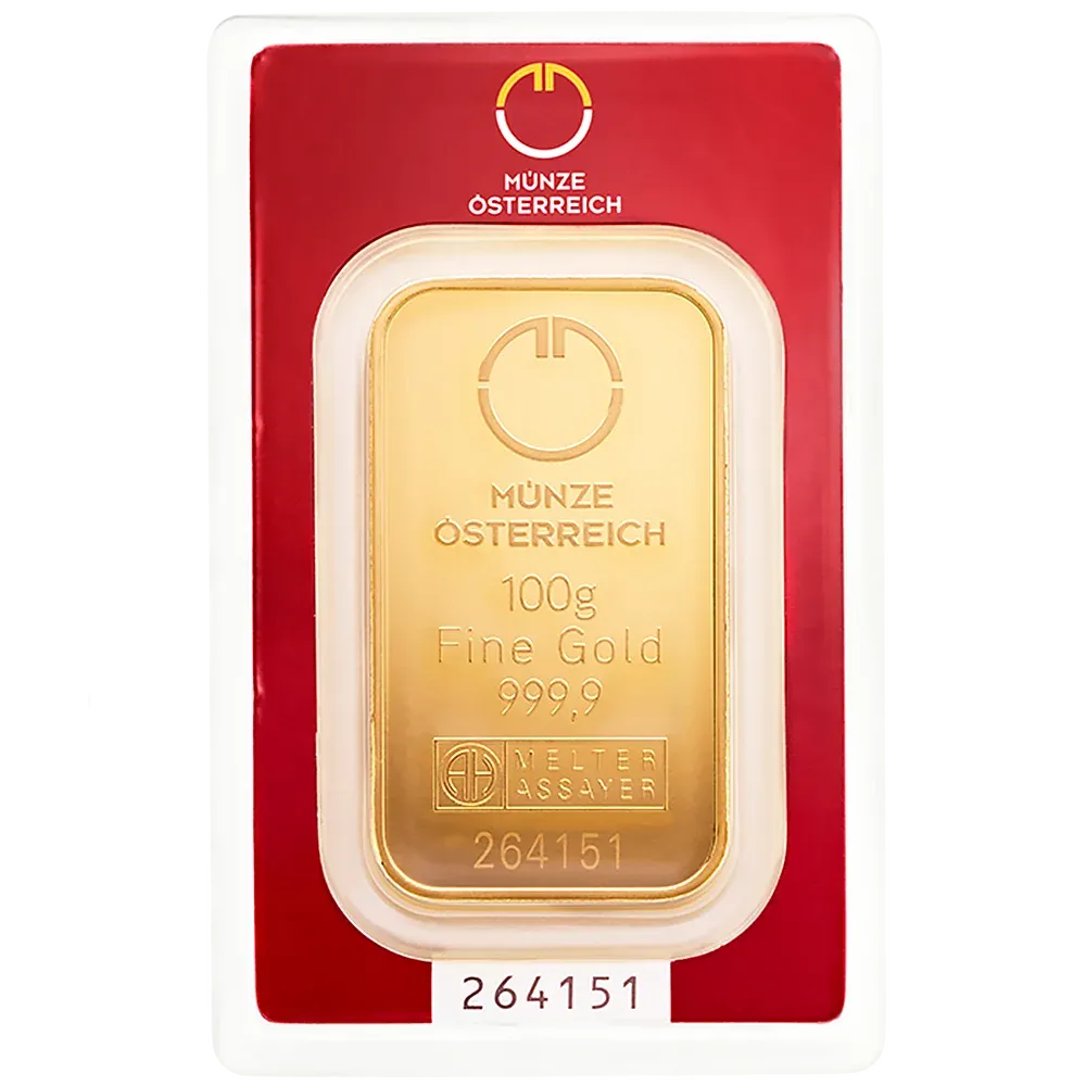 100g Austrian Mint Gold Minted Bar