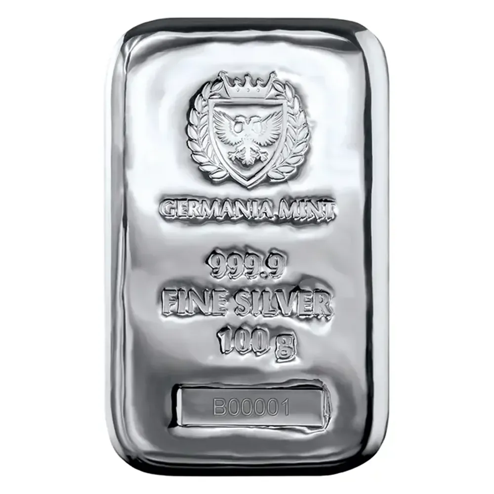 100g Germania Mint Silver Cast Bar