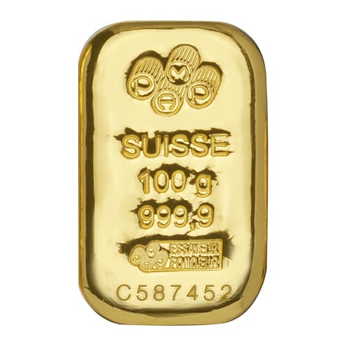 100g PAMP Suisse Gold Cast Bar
