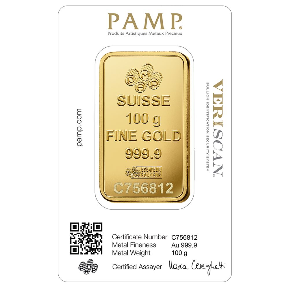 100g PAMP Suisse Gold Minted Bar