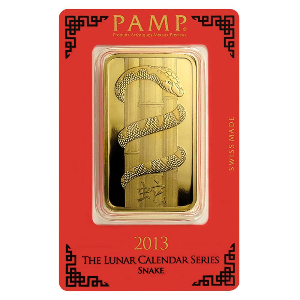 100g PAMP Suisse Gold Minted Bar Year of The Snake (2013)