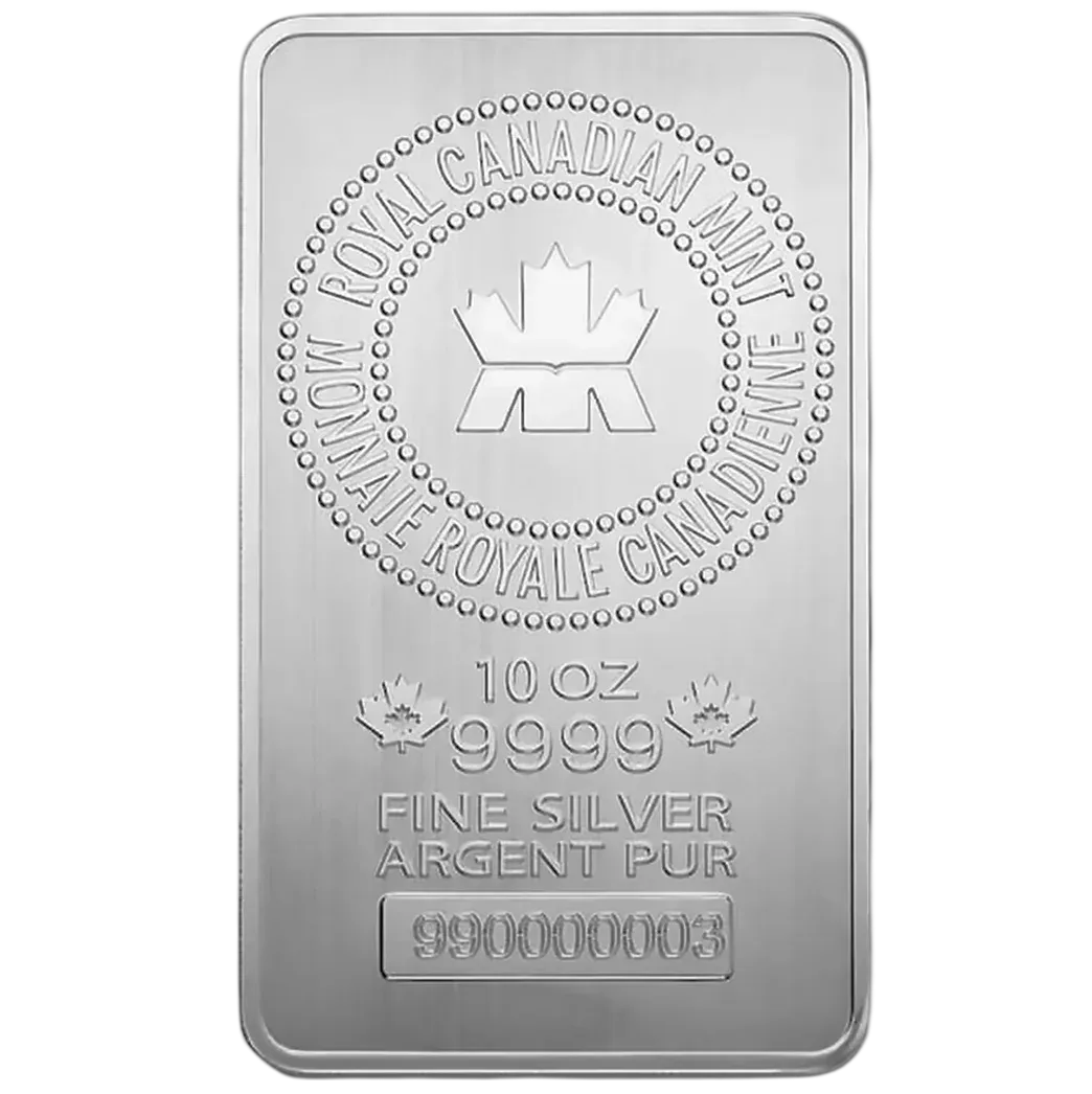 10oz Royal Canadian Mint Silver Minted Bar