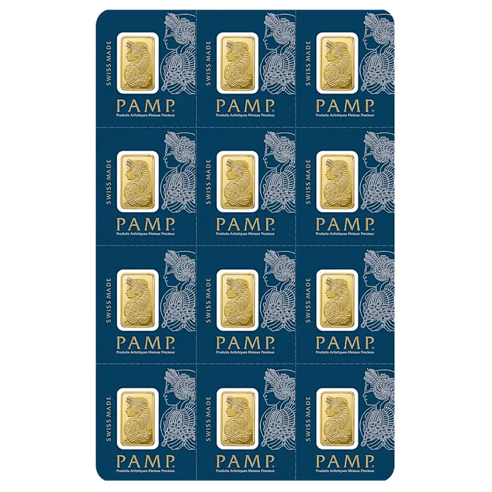 12 x 1g PAMP Suisse Gold Minted Bars