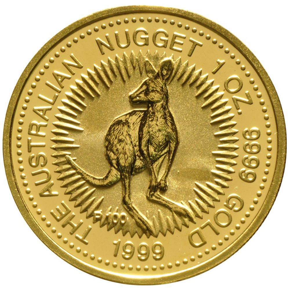 1999 1oz Australian Kangaroo Nugget Gold Coin-1