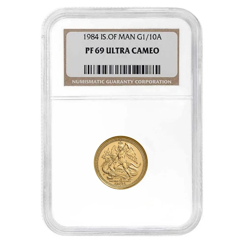 1/10oz Gold Isle of Man Proof Angel 1984 – PF‑69 Ultra Cameo (NGC)