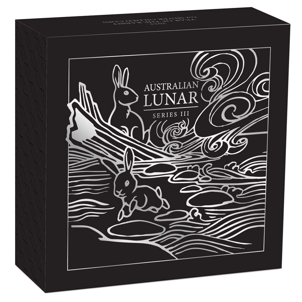 2023 1oz Australian Lunar Series III Year of the Rabbit Silver Gilded Coin-5