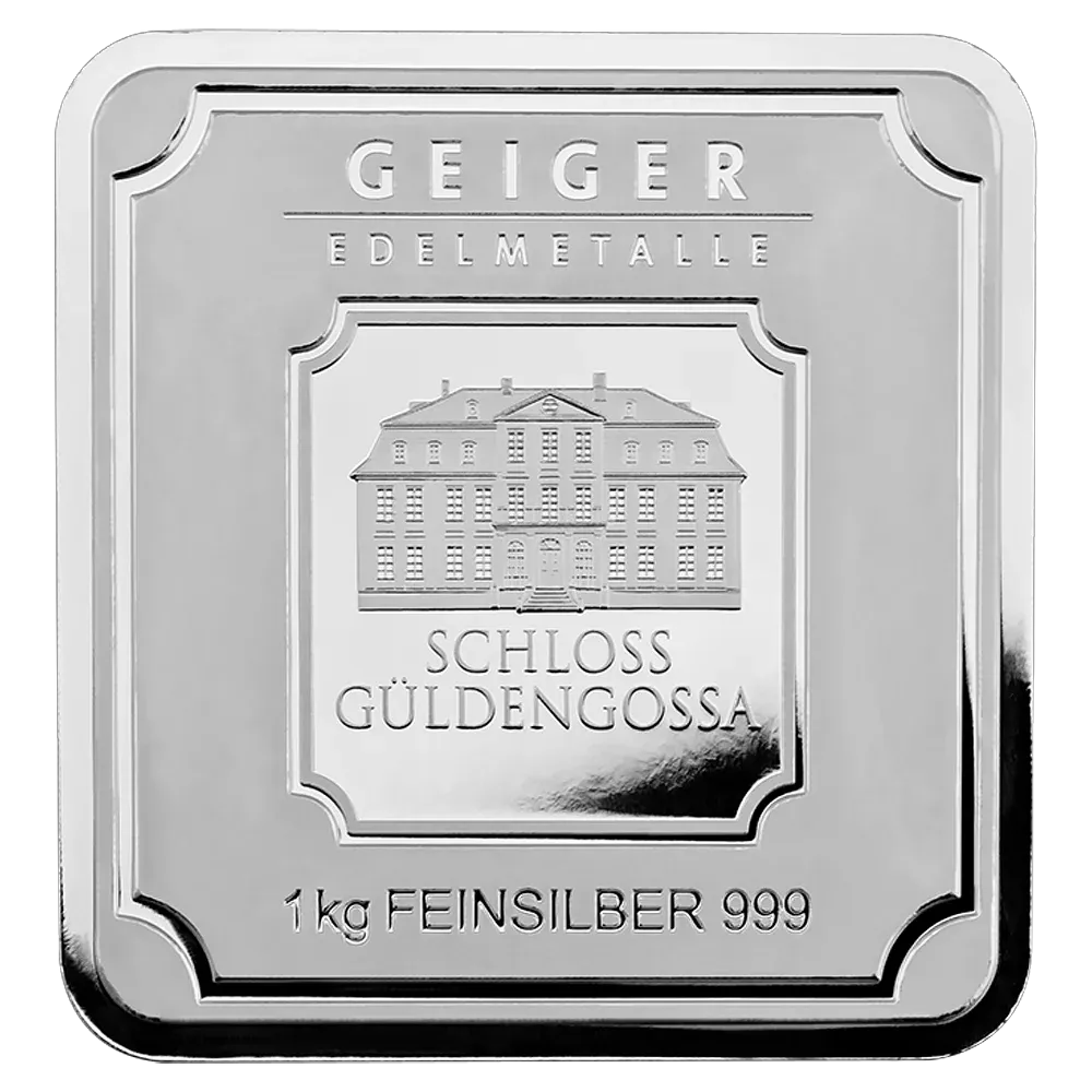 1kg Geiger .999 Silver Square Minted Bar